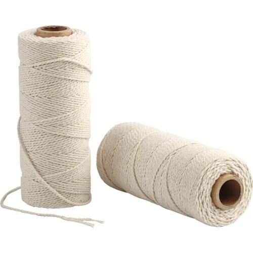 2 Rolls 2.5 mm Beige Cotton Twisted Cords 150 Meters/Roll Cotton Rope For Macrame Artcraft String DIY handmade Tying Wire Cords