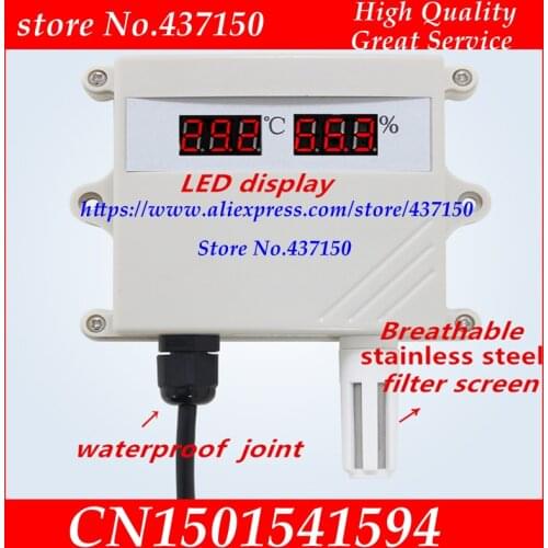 RS485 MODBUS 4-20MA 0-10V Waterproof high precision LED display temperature humidity transmitter temperature and humidity sensor