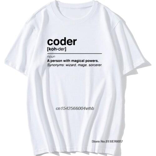 Coder Funny T Shirt Magic Power Programmer Men TShirt Just Love Code Tees Cotton Short Sleeve Coding Web Programmer Dad T Shirts