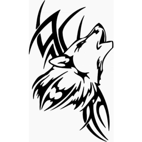 Funny Cool Wolf Car Styling Decals Creative Simple Vinyl Wolf Head Car Stickers Black/Silver CL580