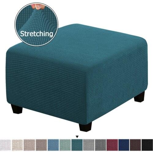 Jacquard Ottoman Stool Cover Furniture Protector Covers Elastic Square Footstool Sofa Slipcover Footrest Chair Covers Elastic