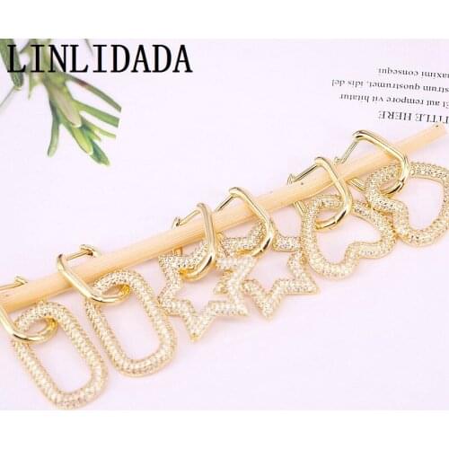 4Pair CZ Crystal Star/Oval/Heart Earrings for Women Gold Filled Cubic Zirconia Geometry Earrings Female Fashion Jewelry Gift