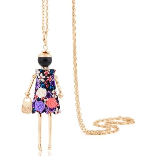 Women Necklace Fashion Pendant Long Lovely Dress Cute Charm Big Flower Pendant Statement Female Jewelry Wholesale