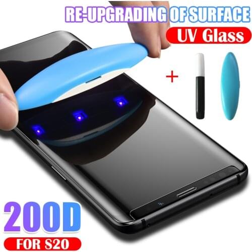 200D UV Liquid Glue Glass for Samsung Galaxy S20 S10 S8 S9 Plus Note 8 9 10 Plus S20 Ultra S7 E Tempered Glass Screen Protector