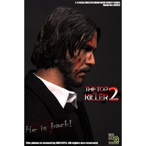 1:6 Scale The Killer John Wick Head Sculpt Keanu Reeves Head Carved Male Man Boy Head Model Toy For 12' Action Figure Body