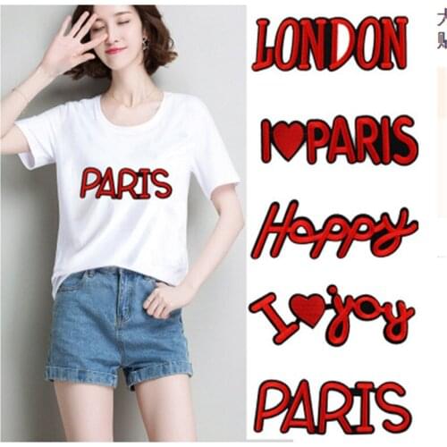 1PCS English Word Embroidery Yellow Red Letter Embroidery Patches For Clothing DIY Stickers Clothes Pattern Sewing Accessories