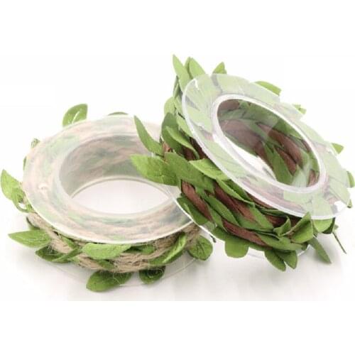 1PCS 2M Leaf Hemp Rope Brown Paper Rope With Leaves Festival Decorations Gift Decoration Rope Gardening Rope