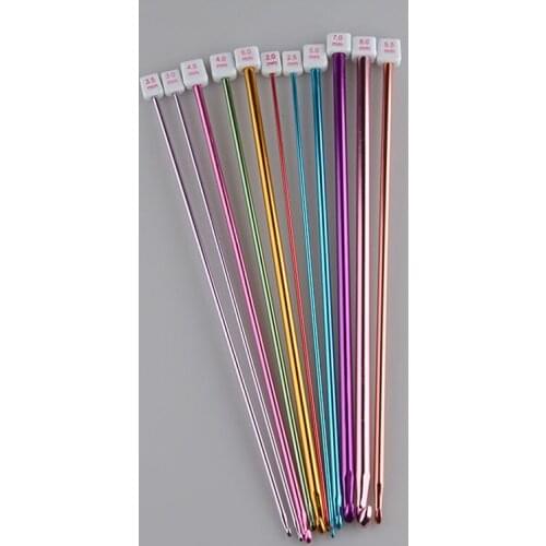 11pcs/set 10.6" 27cm Multicolour Aluminum TUNISIAN / AFGHAN Style Single Pointed Yarn Weave Craft Crochet Hooks Needles ZA5342