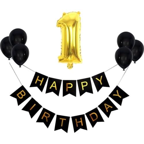 Happy birthday banner Paper Bunting 16inch Number Balloon Boys Girl Baby Shower kids Birthday Party Decoration Supplies