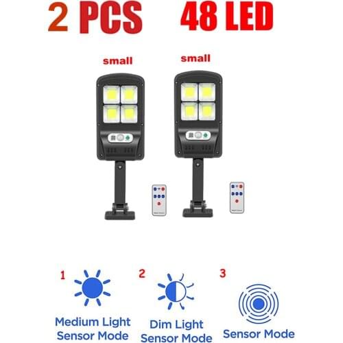2 pcs tabular oblong Solar Light Outdoor With PIR Motion Sensor Solar Powered Waterproof Wall Lamp remote For Garden Yard Path D