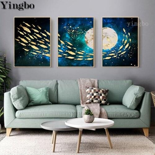 3pcs Goldfish moon abstract Diamond Embroidery needlework Rhinestones 5d diamond painting diy decoration diamond mosaic art