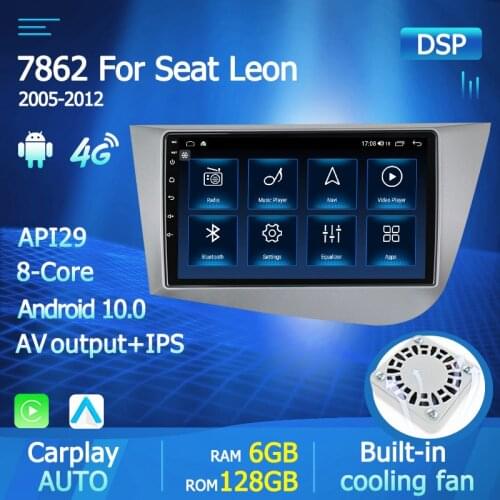 6G+128G Rom Android 10 4G LTE IPS HD Car Radio Multimedia Player For Seat Leon Altea 2005-2015 2DIN Navi GPS Carplay AUTO 9INCH