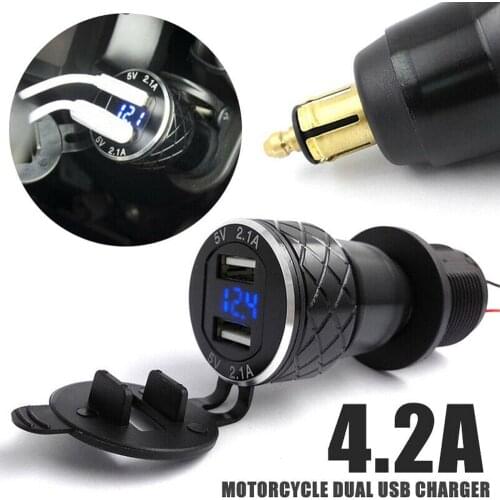 Car Charger 2 USB Charger Adapter DC/5V 4.2A Cigarette Lighter Splitter Mobile Phone Chargers With Voltage LED Display Black