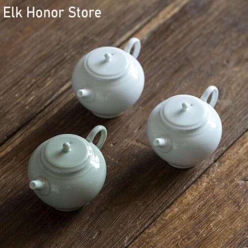 180ml Dehua White Pottery Teakettle Personal Green Porcelain Handmade Teapot Household Kung Fu Tea Teaware Office Decoration