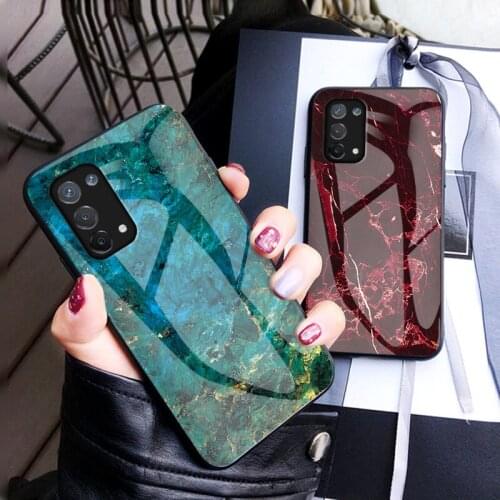For OPPO A94 A74 A54 A91 Case Luxury Marble Tempered Glass Cover For OPPO A9 A5 A73 2020 A12 A12E Case Coque Soft Bumper Shell