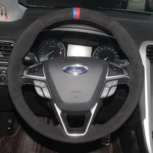 Wear Resisting leather Hand stitch steering wheel cover Safe Non-Slip Breathable grip cover For Ford MONDEO Edge Taurus Escort