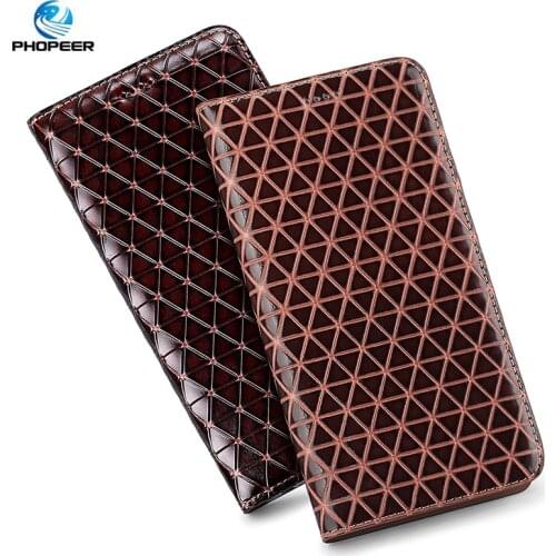 Diamond Pattern Genuine Leather Case For Samsung Galaxy M12 M32 M42 M62 Leather Flip Cover