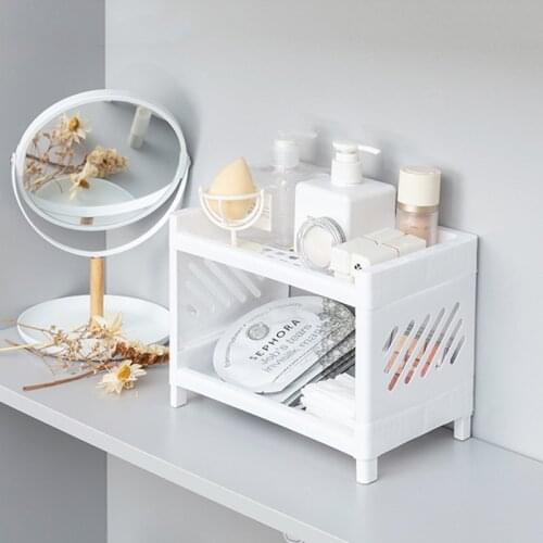 2 Layer Cosmetic Storage Holders Ins Desktop Sundries Storage Rack Plastic Bathroom Shelf Oragnizer Multifunction Organizer Rack
