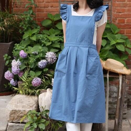 Cotton Frilly Apron Florist Waitress Maid Coffee Shop Pastry Chef Workwear Cafe Barista Baker Cooking Baking Craft Uniform D56