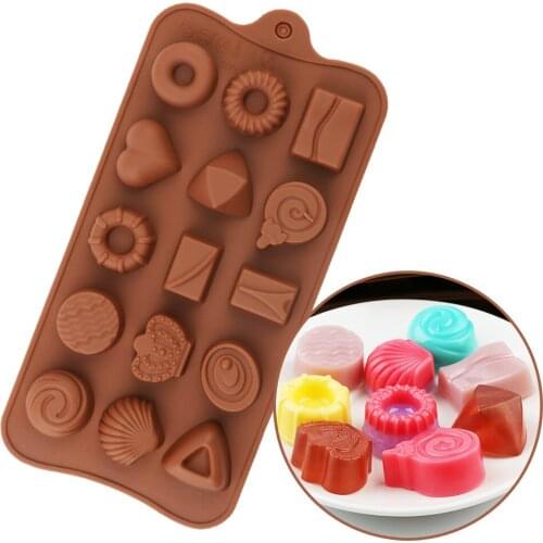 2021 New Silicone Chocolate Molds Candy Mold15kinds different Shape Baking Molds Cupcake Cake Decorations DIY 3D