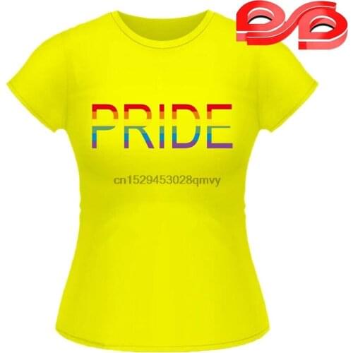 Pride Gay Lesbian Rainbow Colors Festival T shirt Ladies Tshirt Customized YELLO