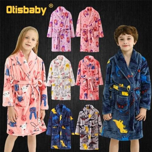 Halloween Bathrobe for Children Dinosaur Mermaid Rabbit Casual Keep Warm Home Wear Robe Pajamas for Girls Boys Sleepwear 3-14 Y
