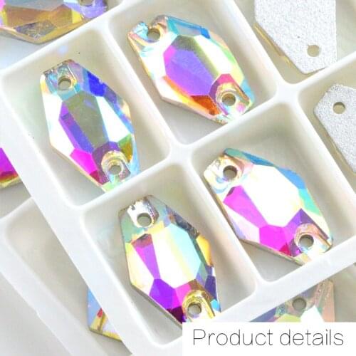 All sizes Crystal Sew On Rhinestones Vase shapeTwo holes Sewing Stones Glass Strass Sew On Rhinestones Wedding dress Decoration