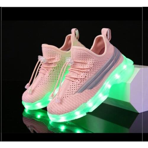 2021 Size 25-37 Children Glowing Shoes Girls Sport Luminous Shoes Fashion Casual Kids Sneakers Soft Boys Bottom Breathable Shoes