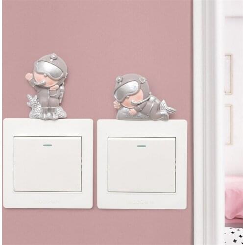 Cartoon Stickers on The Wall Resin Home Wall Switch Decorations Creative Three-dimensional Switch Stickers Wall Stickers