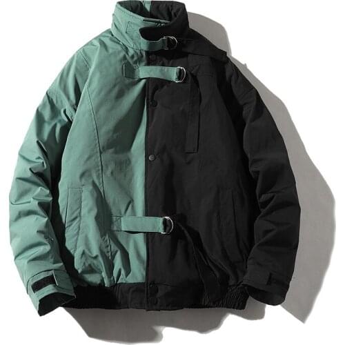 Winter Warm Cotton-padded Coats Men Patchwork Thicken Jacket Fashion Hip Hop Streetwear Thick Jackets Outerwear Mens Clothing