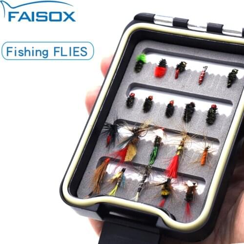FAISOX Fly Fishing Flies Assortment Kit 20pcs Dry Wet Nyphms Popper Streamer for Trout Bass Steelhead Fish