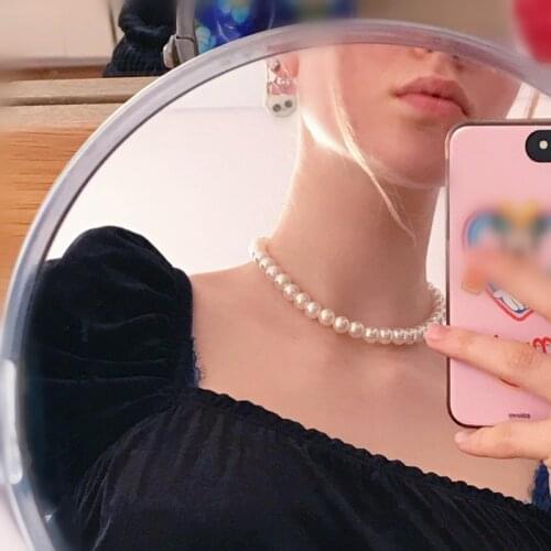 HOCOLE style Simple 6MM Pearl necklace Choker necklace For women Wedding Love Shell necklace necklace Fashion necklace Wholesale