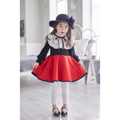 Baby girl dress kids girl lace collar dress children girl party long sleeve princess tutu dress
