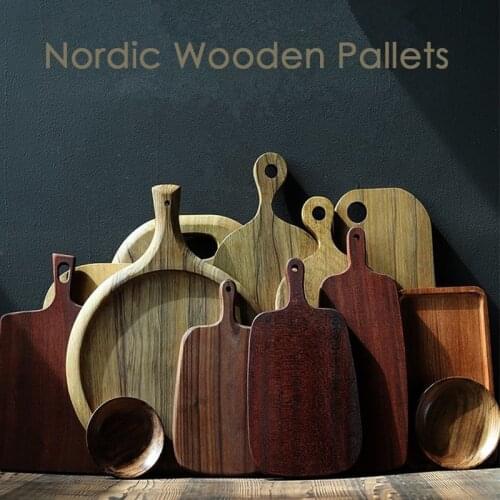 Solid Wood Retro Gourmet Chopping Board Tray Tableware Photography Photo Props For Breakfast Pastries Dessert Wooden Handle Chop