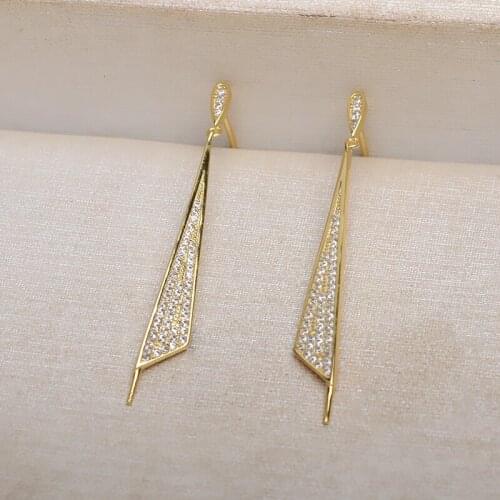 New Fashion 925 Sterling Silver Earrings Findings Mountings Settings Jewelry Parts Fittings for Coral Jade Agate Beads Crystal