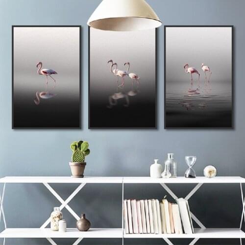 Nordic Posters and Prints Flamingo Animals Landscape Cuadros Decoracion Wall Pictures for Living Room Canvas Art Painitng