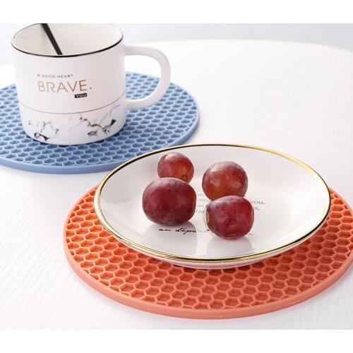 Round Heat Resistant Silicone Mat Drink Cup Coasters Non-slip Pot Holder Table Placemat Kitchen Accessories
