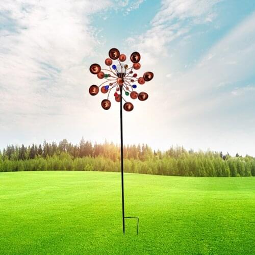 Wrought Iron Windmill Solar Garden Yard Party Camping Windmill Wind Spinner Ornament Decoration Landscape Decoration Home