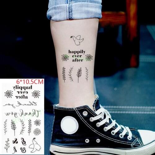 Waterproof Temporary Tattoo Sticker Bird Flower Leaf Letters Flash Tatoo Fake Tatto Hand Leg Body Small Art for Men Women