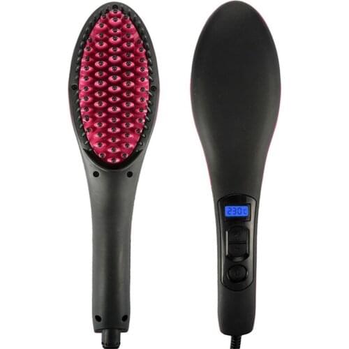 Hair straightener comb durable electric straight hair comb brush LCD heating ceramic straight hair