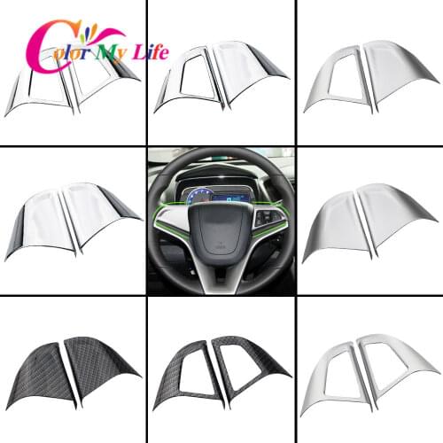 Color My Life 2Pcs/Set Car Steering Wheel Button Protection Cover Trim Sticker For Chevrolet Cruze Sedan Hatchback 2009-2014