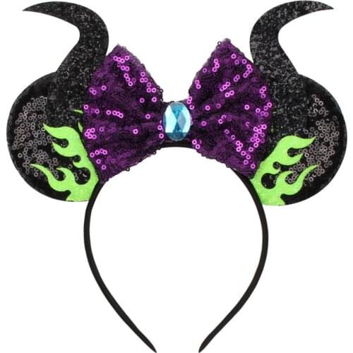 Women Headband 2020 Popular Halloween Neon Fire Horn Hair Bow Festival Mouse EARS Hairband Hair Accessories For Girl Headwear