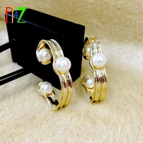 F.J4Z 2021 Trend Earrings for Women Oversize Irregular Geometric Statement Earring Lady Pearl Cocktail Jewelry Gifts Dropship