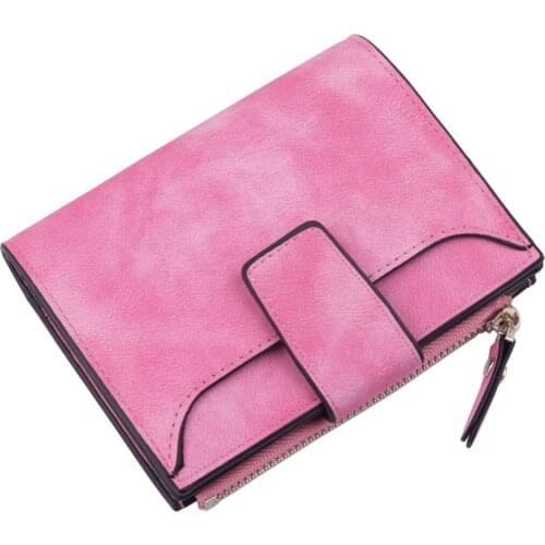 Womens Frosted Short Wallet Multi Card Holder Wallet Pure Zip Simple Wallet