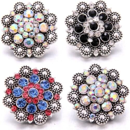10PCS High Quality 18mm Snap Button Jewelry Flower Rhinestone Snap Buttons Fit Snap Bracelet for Women Snaps Jewelry