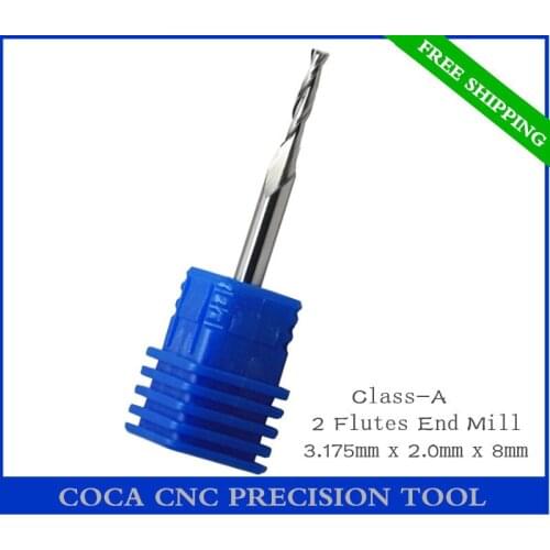 3.175mm*2.0mm*8mm,Freeshipping CNC machine woodworking insert router bit,solid carbide end mill,2 flutes milling cutter,MDF