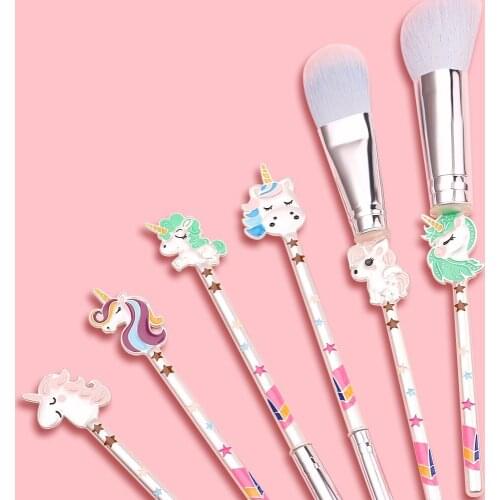 7pcs Unicorn Makeup Brushes Set Powder Foundation Eyeshadow Concealer Brush with Bag Beauty Tools Pincel Maquiagem Kit