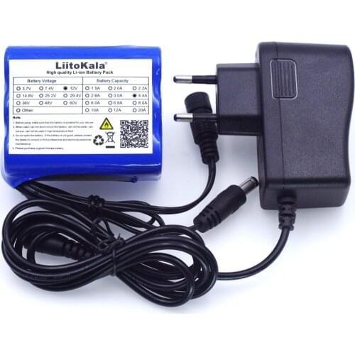 Liitokala 12V 4.4 Ah 4400mah 18650 rechargeable battery 12V + PCB lithium battery pack protection board +12.6V 1A Charger