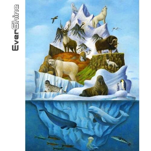 Evershine Diamond Painting Zoo Cross Stitch Kits 5D DIY Diamond Embroidery Animals Picture Of Rhinestone Beaded Art Home Decor