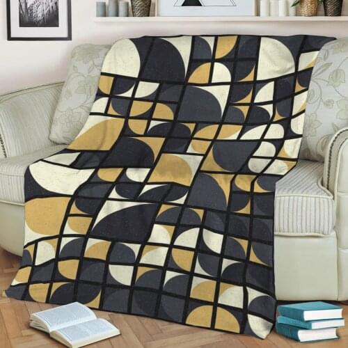 Abstract Geometric Pattern 3D Printed Velvet Plush Throw Fleece Blanket Bedspread Sherpa Blanket Home Decora